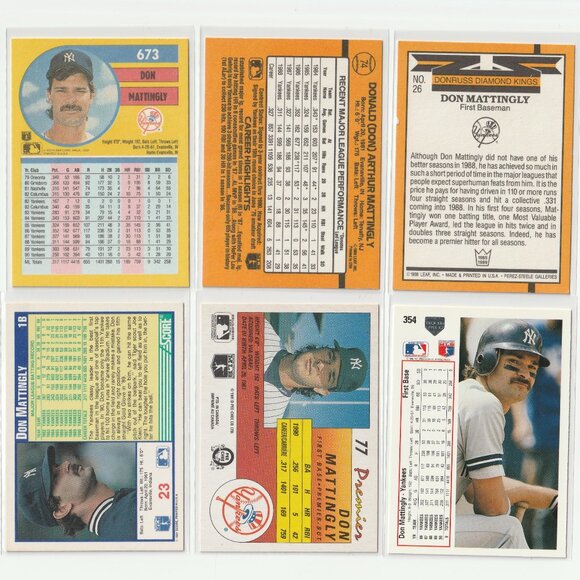 1989-91DON MATTINGLY Vintage MLB Baseball Cards 6-Card Yankees Lot --3FOR$25-- - Picture 2 of 2